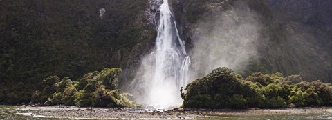 Framed Waterfall at Milford Sound, Fiordland National Park, South Island, New Zealand Print