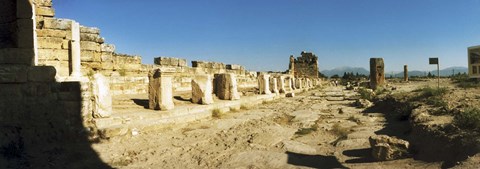 Framed Ruins of Hierapolis at Pamukkale with mountains in the background, Anatolia, Central Anatolia Region, Turkey Print