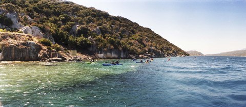 Framed People kayaking in the Mediterranean sea, Sunken City, Kekova, Antalya Province, Turkey Print