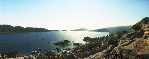 Framed View of village and sea, Kekova, Lycia, Antalya Province, Turkey Print