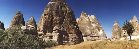 Framed Close up of rock formations in Cappadocia, Central Anatolia Region, Turkey Print