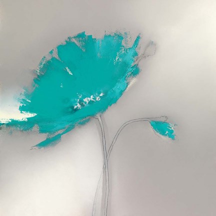 Framed Aqua Platinum Petals I Print