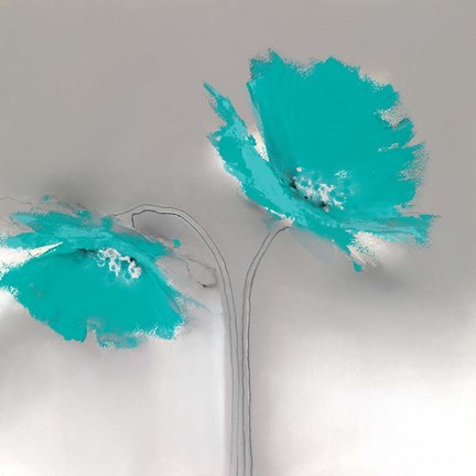 Framed Aqua Platinum Petals II Print