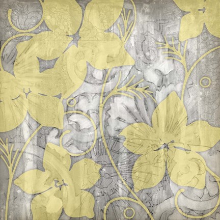 Framed Yellow &amp; Gray I Print