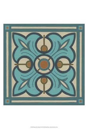 Framed Piazza Tile in Blue II Print