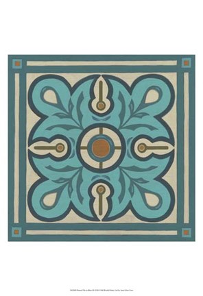 Framed Piazza Tile in Blue III Print