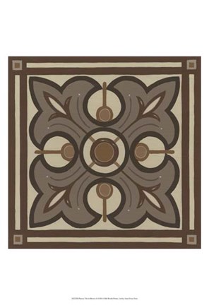 Framed Piazza Tile in Brown II Print