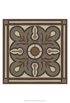 Framed Piazza Tile in Brown III Print