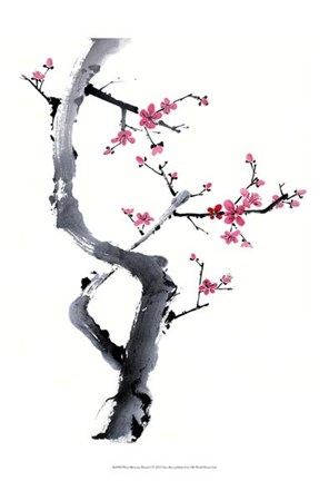 Framed Plum Blossom Branch I Print