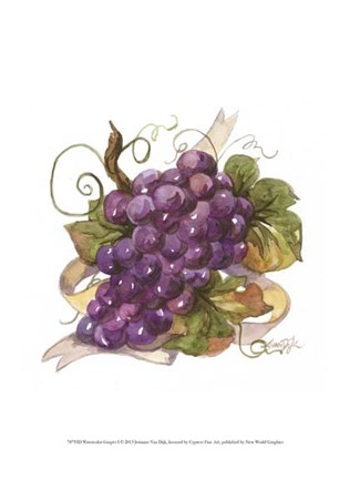 Framed Watercolor Grapes I Print