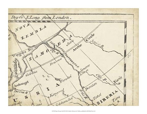 Framed Map of Europe Grid III Print
