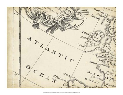 Framed Map of Europe Grid IV Print