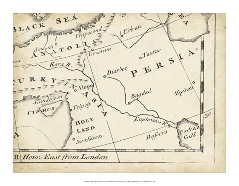 Framed Map of Europe Grid IX Print
