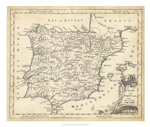 Framed Map of Spain Print