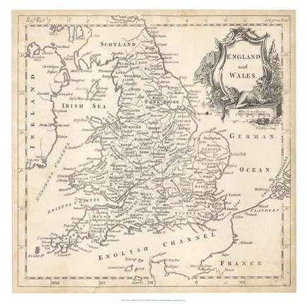 Framed Map of England &amp; Wales Print