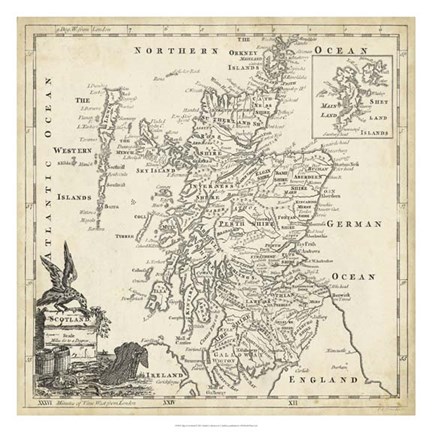 Framed Map of Scotland Print