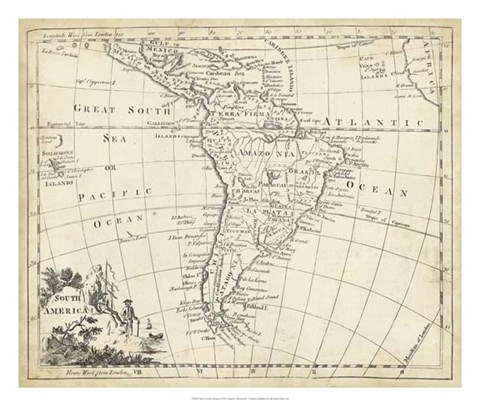 Framed Map of South America Print