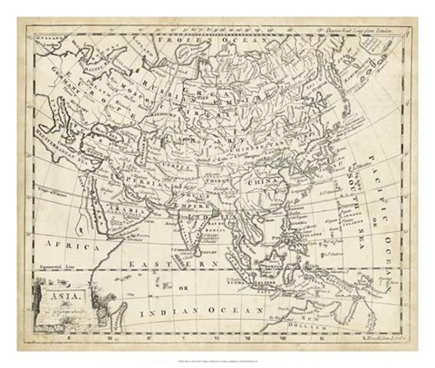 Framed Map of Asia Print