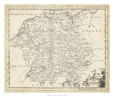 Framed Map of Germany Print