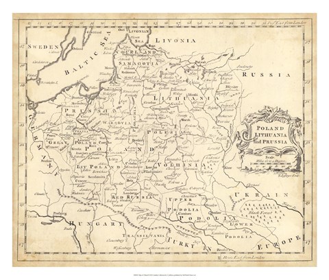 Framed Map of Poland Print