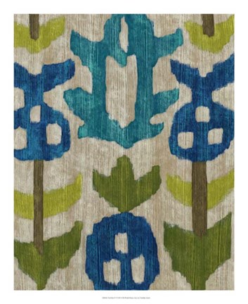 Framed Teal Ikat IV Print