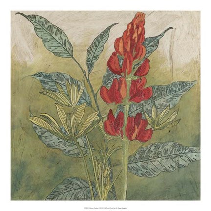 Framed Crimson Tropical II Print