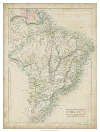 Framed Map of Brazil Print