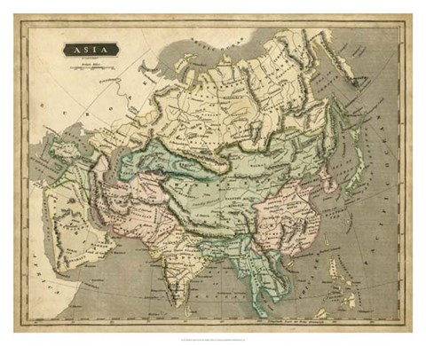 Framed Thomson&#39;s Map of Asia Print