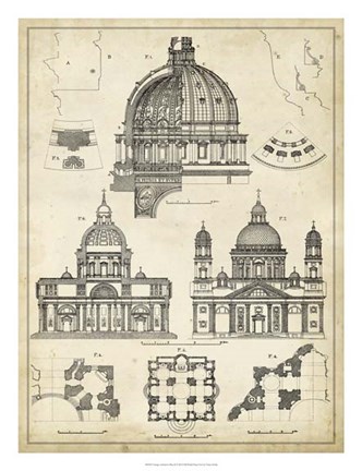 Framed Vintage Architect&#39;s Plan II Print
