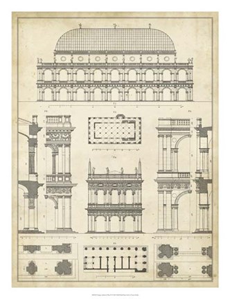Framed Vintage Architect's Plan IV Print