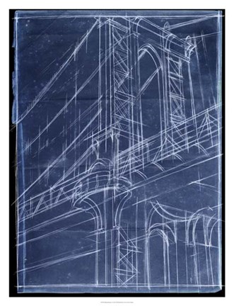 Framed Bridge Blueprint I Print