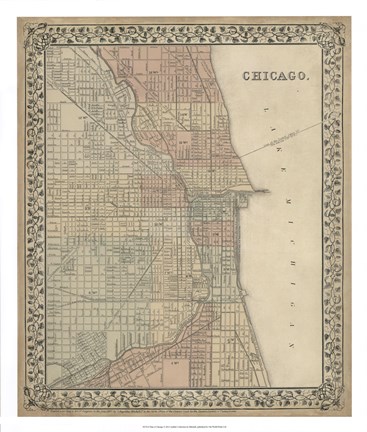 Framed Plan of Chicago Print