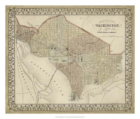 Framed Plan of Washington, D.C. Print