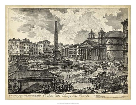 Framed Veduta della Piazza della Rotunda Print