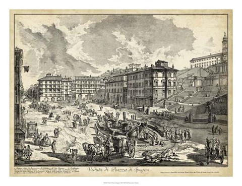 Framed Veduta di Piazza di Spagna Print