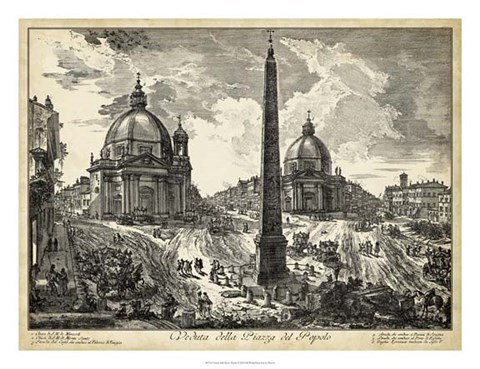 Framed Veduta della Piazza del Popolo Print