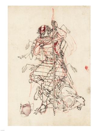 Framed Samurai Sketch Print