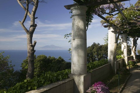 Framed Balcony overlooking the sea, Villa San Michele, Capri, Naples, Campania, Italy Print