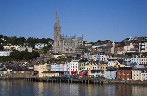 Framed Immigrant Embarkation Harbour, Terraced Houses and St Colman's Cathedral, Cobh, County Cork, Ireland (horizontal) Print