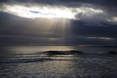 Framed Sun Shining through Dark Clouds, Lady&#39;s Cove, The Copper Coast, County Waterford, Ireland Print