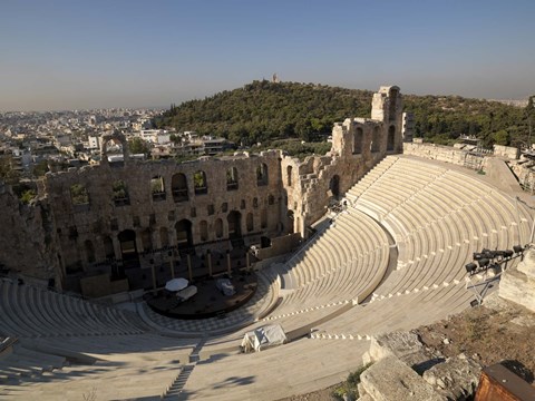 Framed High angle view of an amphitheater, Odeon of Herodes Atticus, Acropolis, Athens, Attica, Greece Print