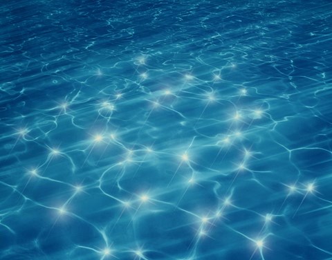 Framed Dancing lights under deep blue water Print