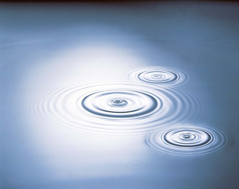 Framed Three rings in grey tinted water with bright light Print