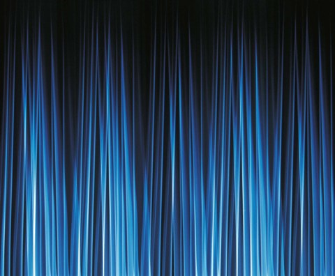 Framed Vertically striated curtain in dark blues Print
