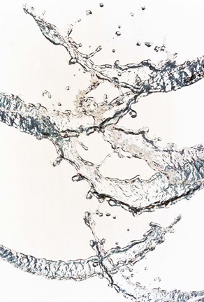 Framed Close up of water bubbles zigzag across white background Print