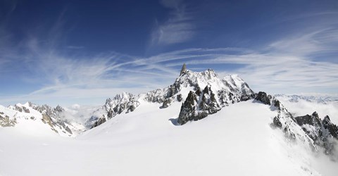 Framed Clouds over a snow covered mountain, Dent du Geant, Aiguille de Rochefort, Helbronner, Val D&#39;Aosta, Italy Print