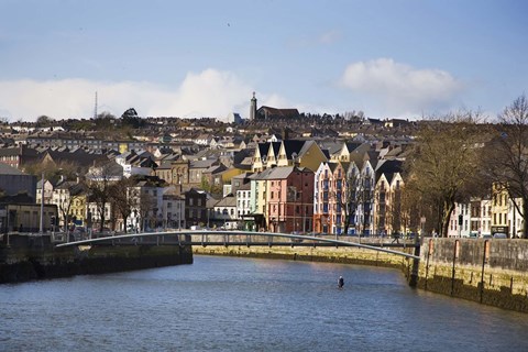 Framed Kneeling Canoe, River Lee, Cork City, Ireland Print