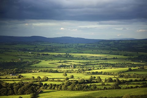 Framed Pastoral Fields, Near Clonea, County Waterford, Ireland Print