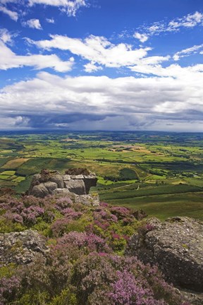 Framed Pastoral Fields from above Coumshingaun Lake, Comeragh Mountains, County Waterford, Ireland Print