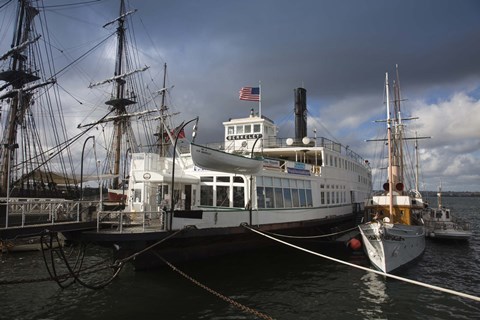 Framed Maritime museum with Ferry Berkeley, San Diego Bay, San Diego, California, USA Print